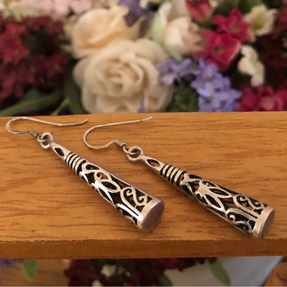 Vintage Silpada Sterling Silver Cone Filigree Earrings W1159 - Picture 7 of 12
